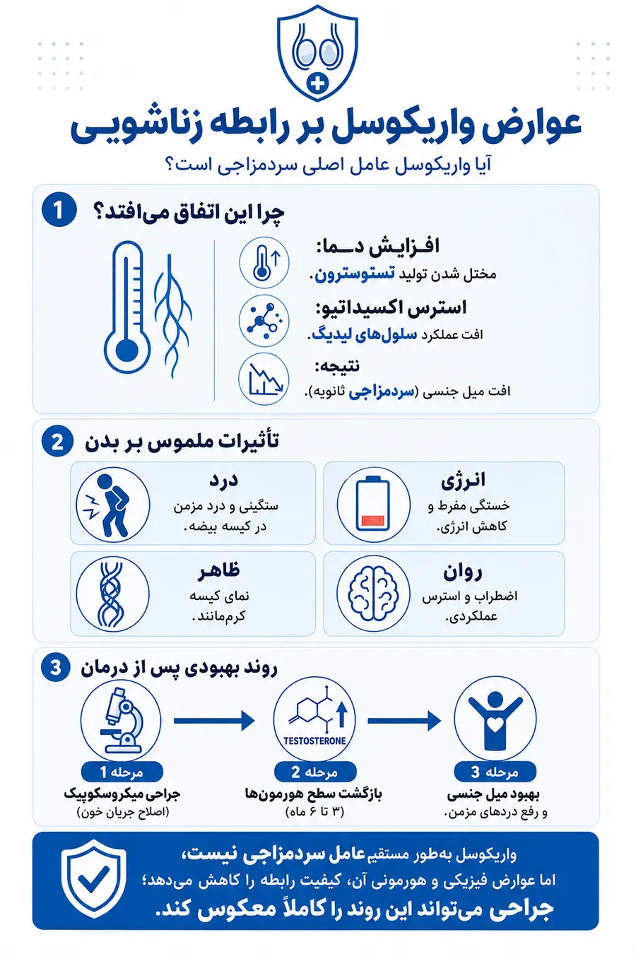 تصویر اینفوگرافیک بررسی عوارض واریکوسل بر روابط زناشویی