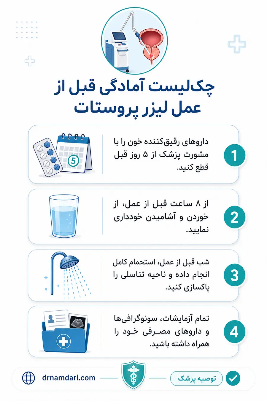 آمادگیهای لازم قبل از انجام عمل پروستات با لیزر