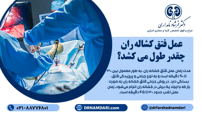 مدت زمان عمل فتق کشاله ران، به طور معمول بین ۳۰ تا ۹۰ دقیقه است و به نوع جراحی و پیچیدگی فتق، بستگی دارد. در روش جراحی فتق کشاله ران به صورت باز که با ایجاد یک برش در کشاله ران انجام میشود، زمان عمل اغلب حدود ۳۰ تا ۴۵ دقیقه است.